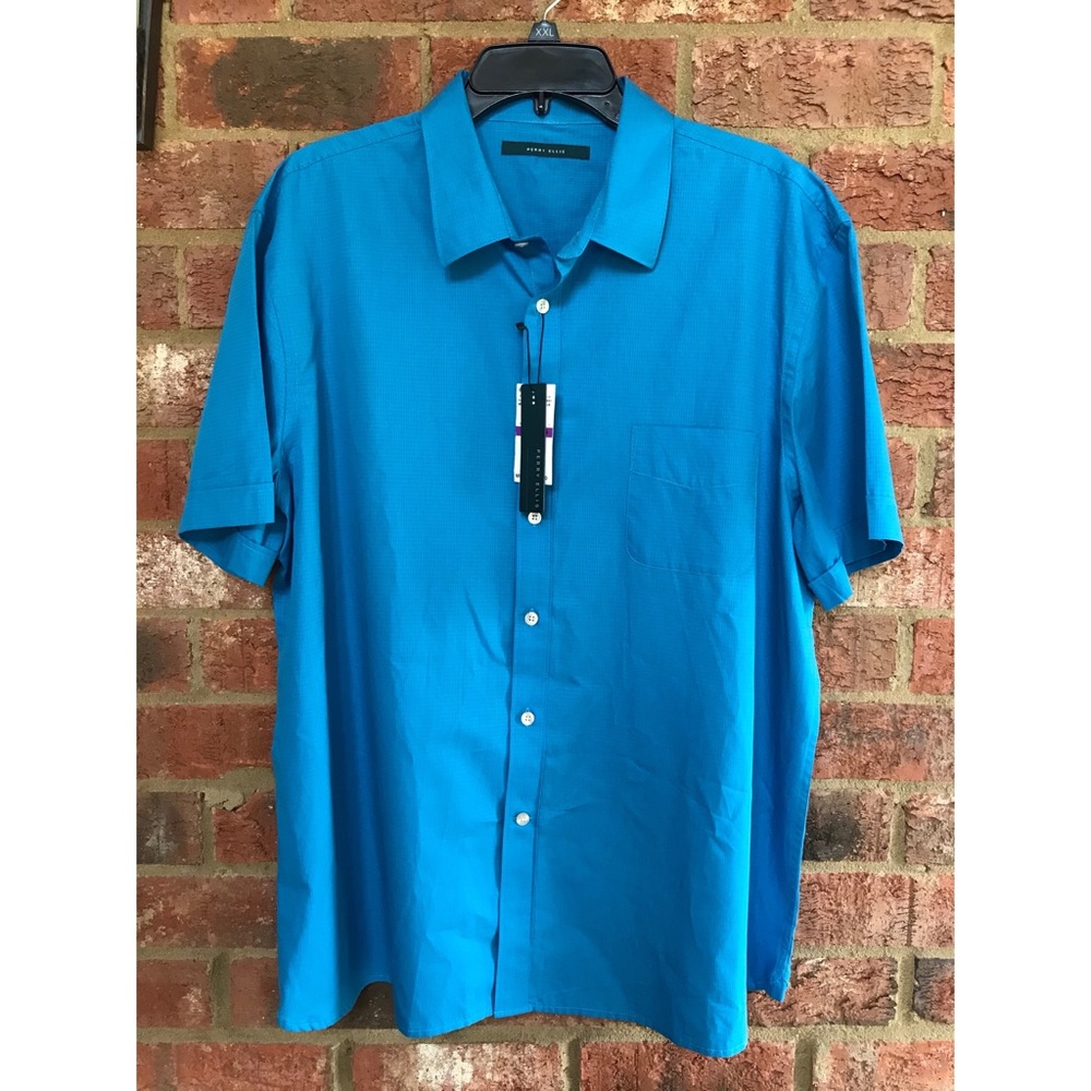 NWT Perry Ellis blue short-sleeve shirt XXL